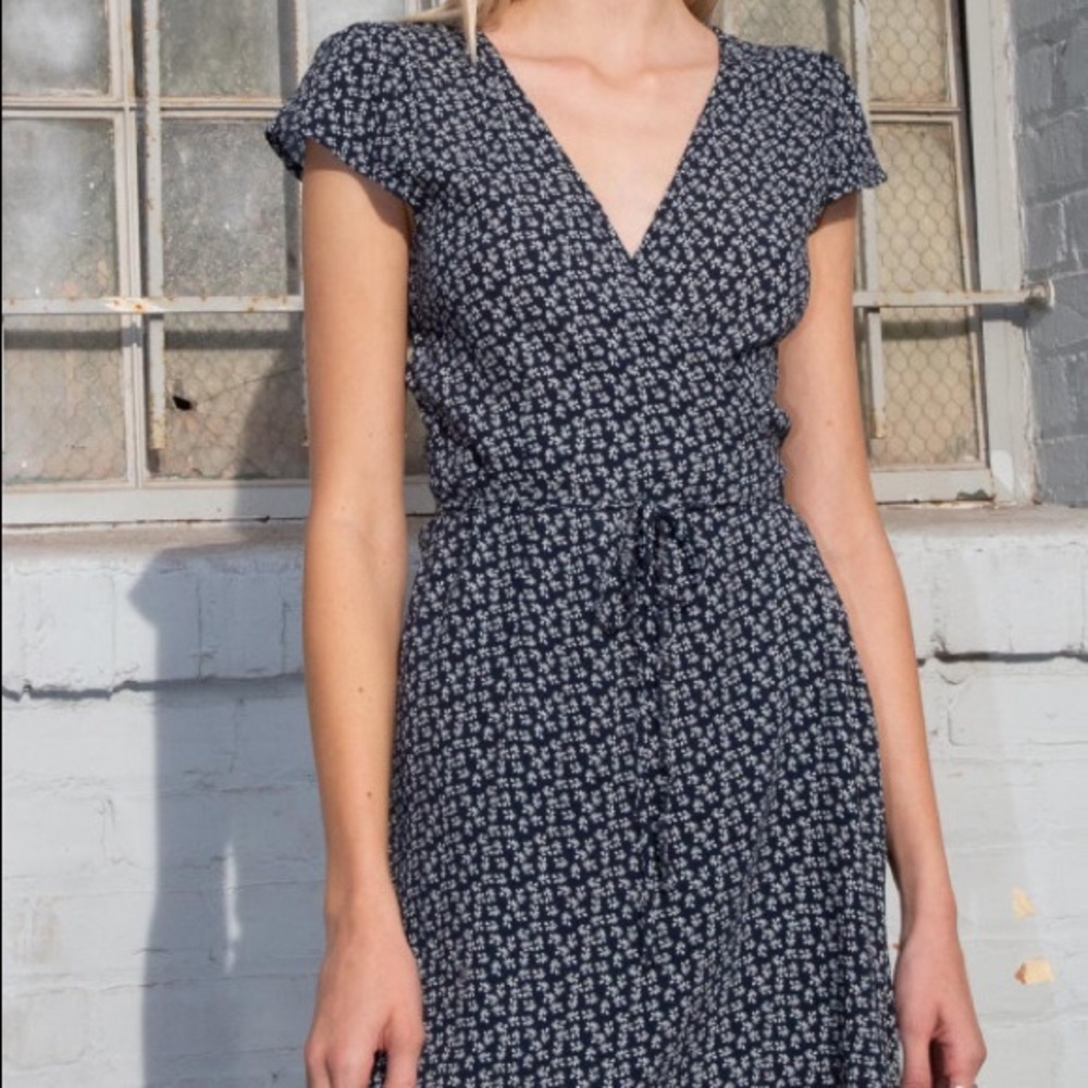 Brandy Melville Blue Flower Wrap Dress